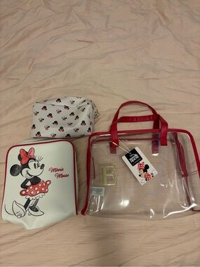 Primark Kids Minnie Mouse Clear Tote and Pouch Set - Red & White